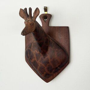 African Hand Carved Wood Giraffe Head Wall Hanging Wall Art Made in Kenya